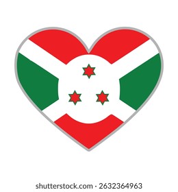 Burundi flag. Burundi love flag. Burundi flag in heart shape. Love symbol. Vector illustration