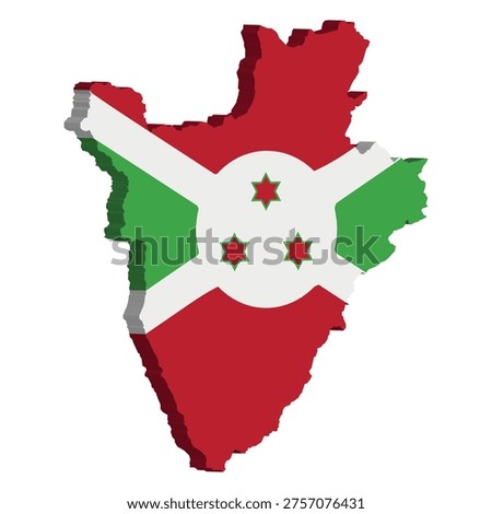 Burundi Flag Map 3D Illustration with Red White and Green Colors