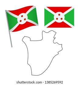 Burundi flag and map. Patriotic background. National flag of Burundi vector illustration