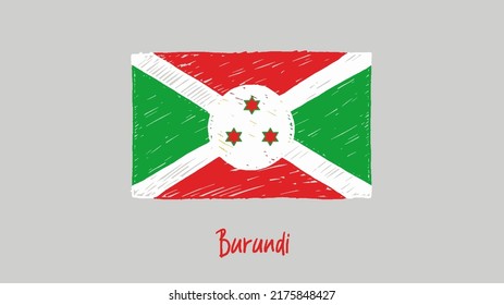 Burundi Flag Marker or Pencil Sketch Illustration Vector