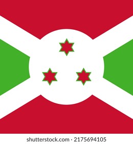 Burundi flag, official colors. Vector illustration.