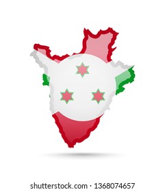 Burundi flag and outline of the country on a white background. Vector illustration.