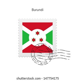 Burundi Flag Postage Stamp on white background. Vector illustration.