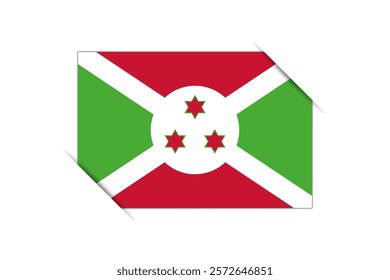 Burundi flag - rectangle colorful flag representing a country cultural identity and heritage. The essence of national pride and unity. Attached by the corners in a paper album