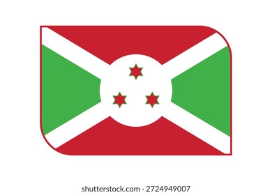 Burundi flag with rounded corners and red border