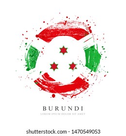 Burundi flag in the shape of a big circle. Vector illustration on a white background. Brush strokes are drawn by hand. Independence Day.