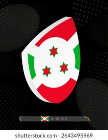 Burundi Flag Shield icon in 3D on Dark Modern Abstract Rugby Background. Perfect for sports events, heritage themes, national celebrations, and patriotic designs.