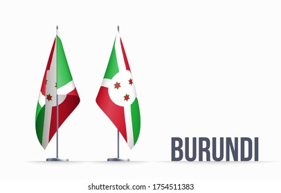 Burundi flag state symbol isolated on background national banner. Greeting card National Independence Day of the Republic of Burundi. Illustration banner with realistic state flag.