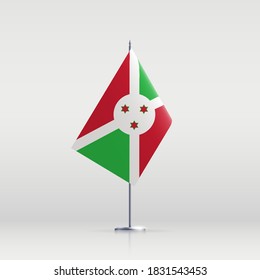 Burundi flag state symbol isolated on background national banner. Greeting card National Independence Day of the Republic of Burundi. Illustration banner with realistic state flag.