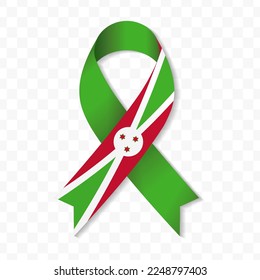 Burundi flag stripe ribbon vector illustration on a transparent background vector image (PNG).