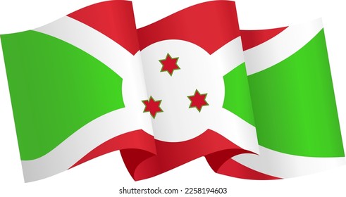 Burundi flag wave isolated on png or transparent background