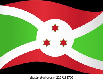 Burundi flag wave isolated on png or transparent background