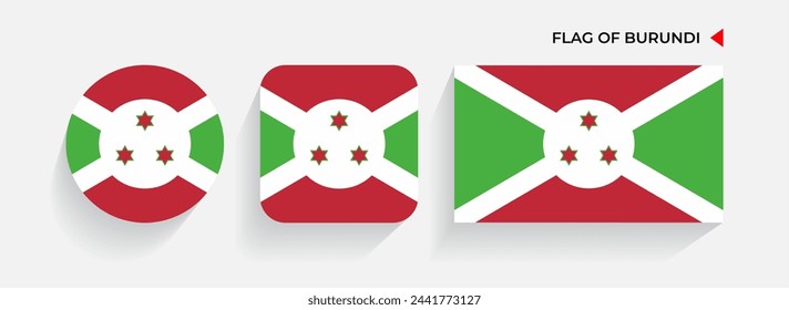 Burundi Flags arranged in round, square and rectangular shapes