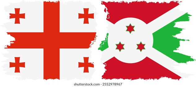 Burundi and Georgia grunge flags connection, vector
