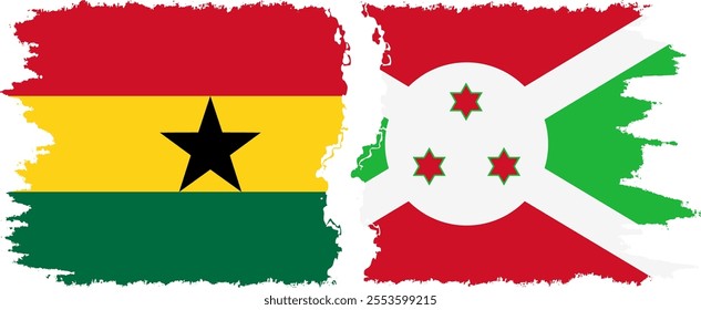 Burundi and Ghana grunge flags connection, vector