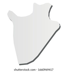 Burundi - grey 3d-like silhouette map of country area with dropped shadow. Simple flat vector illustration.