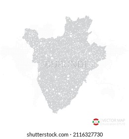 Burundi grey map isolated on white background with abstract mesh line and point scales. Vector illustration eps 10