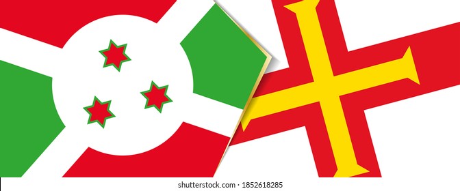 Burundi and Guernsey flags, two vector flags symbol of relationship or confrontation.