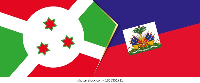 Banderas de Burundi y Haití, dos banderas vectoriales símbolo de relación o enfrentamiento.