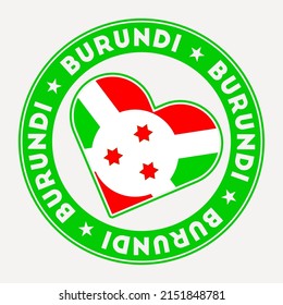 Burundi heart flag badge. From Burundi with love logo. Support the country flag stamp. Vector illustration.