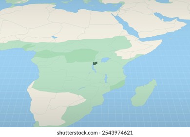Burundi em destaque no mapa detalhado, a localização geográfica do Burundi. Mapa vetorial.