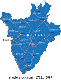 Burundi highly detailed political map