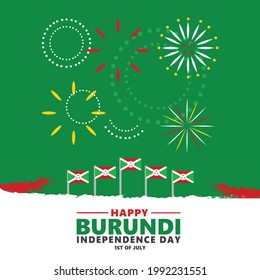 Burundi independence day celebration. Burundi independence day vector illustration with its national flags and fireworks. African country national day.