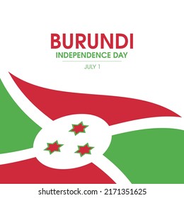 Burundi Independence Day vector. Abstract flag of Burundi icon vector isolated on a white background. Waving Burundi flag design element. July 1. Important day