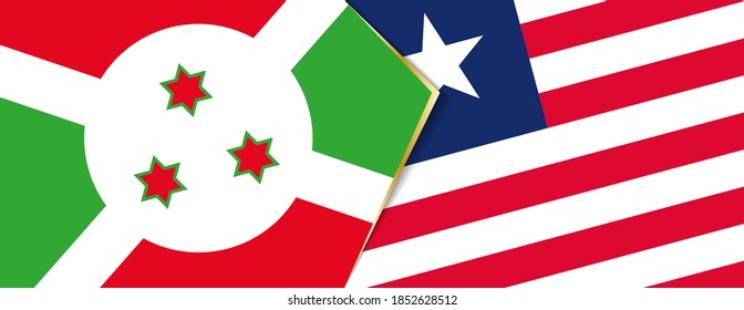 Burundi and Liberia flags, two vector flags symbol of relationship or confrontation.