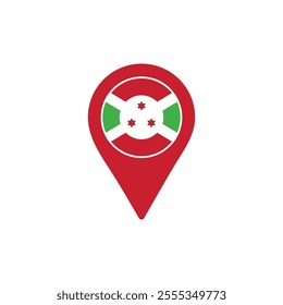 Burundi location pin with national flag