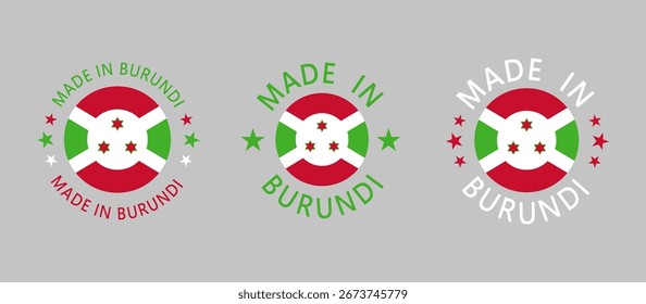 Burundi Feito em Carimbo em círculo com bandeira em fundo branco
