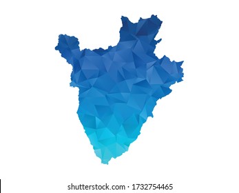 Mapa de Burundi - Resumen geométrico ruborizado triangular de bajo estilo de polo gradiente gráfico sobre fondo blanco , diseño poligonal para su . Ilustración vectorial eps 10.