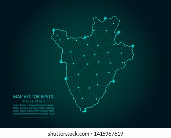 burundi Map of  - Abstract mash line and point scales on dark gradient background. Wire Frame 3D mesh polygonal network line, design sphere, dot and structure. Vector illustration eps 10.