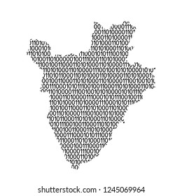 Burundi map abstract schematic from black ones and zeros binary digital code. Vector illustration.