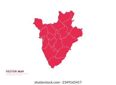 Burundi Map - abstract style red isolated on white background for infographic, design vector.