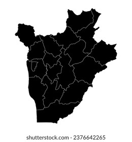 Burundi map with administrative divisions. Vector illustrations.