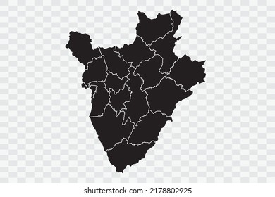Burundi Map black Color on White Background quality files  