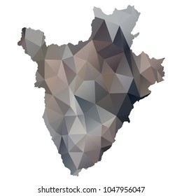 burundi map - Black, grey, geometric rumpled low poly style gradient graphic background, polygonal design for your. Vector illustration eps 10. 