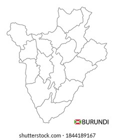 Burundi Karte, Schwarz-Weiß detaillierte Rahmengebiete des Landes. Vektorgrafik