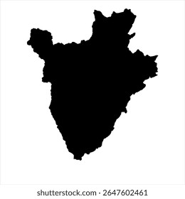 Burundi Map - black World Map International vector template with High detailed isolated on white background - Vector