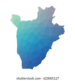 Burundi map - blue geometric rumpled triangular low poly style gradient graphic background , polygonal design for your . Vector illustration eps 10.