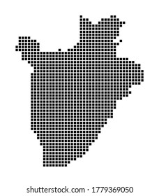 Burundi map. Map of Burundi in a dotted style. Borders of the country filled with rectangles for your design. Vector illustration.
