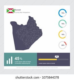Burundi Map & Flag Infographics design vector template illustration. Template for diagram, graph, presentation and chart. Colorful Infographic template