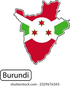 Burundi map with flag inside. Vector illustration isolated on white background.