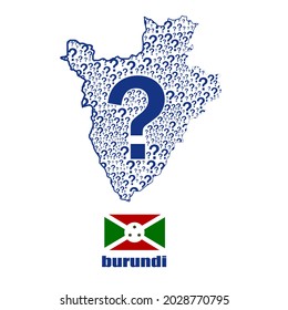 burundi-Kartenflagge aus Fragezeichen.