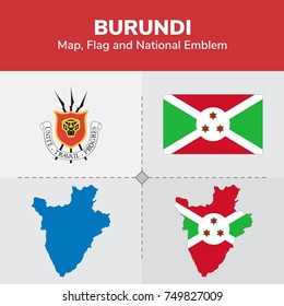 Burundi Map, Flag and National Emblem 