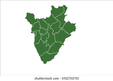 Burundi Map Green Color on White Backgound