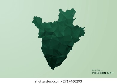 Burundi Map - Green Polygon Style Vector Illustration, Low Poly Geometric Design with Clean Silhouette on soft green Background.