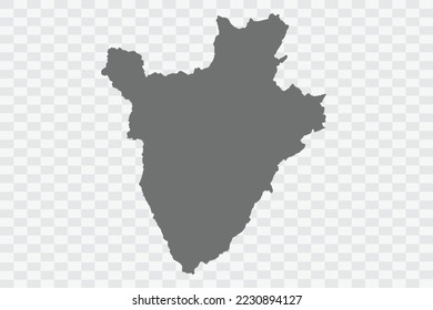 Burundi Map grey Color on White no demarcation line Background  Png