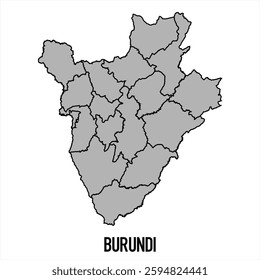 Burundi map in grey style isolated on white background. Vector illustration